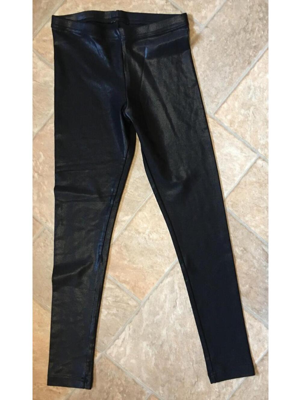 AMERICAN APPAREL Black Shiny Mid Rise Shiny Leggings Disco Pants sz S
